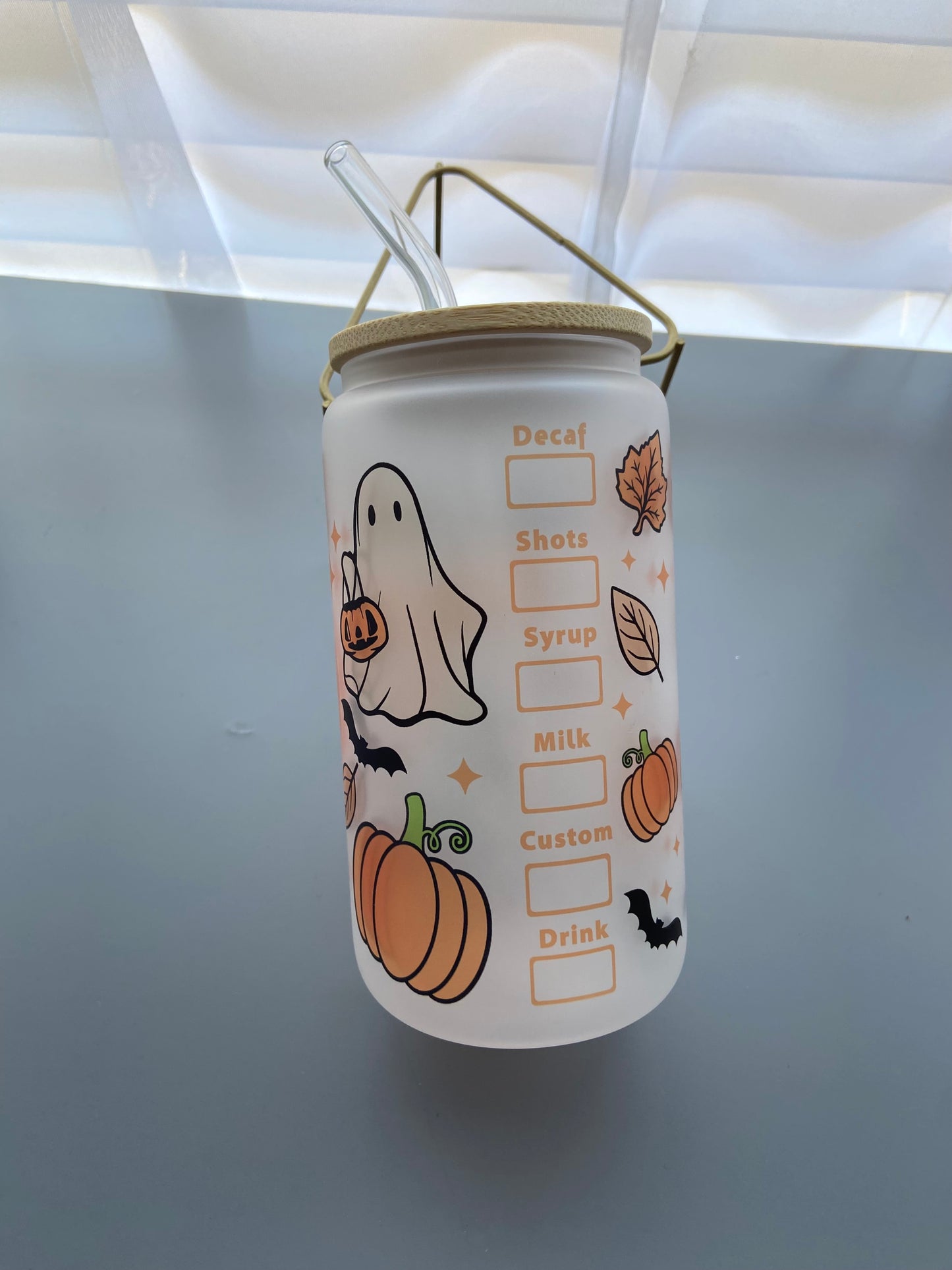 Spooky Vibes Frosted Glass Tumbler – Fall Edition