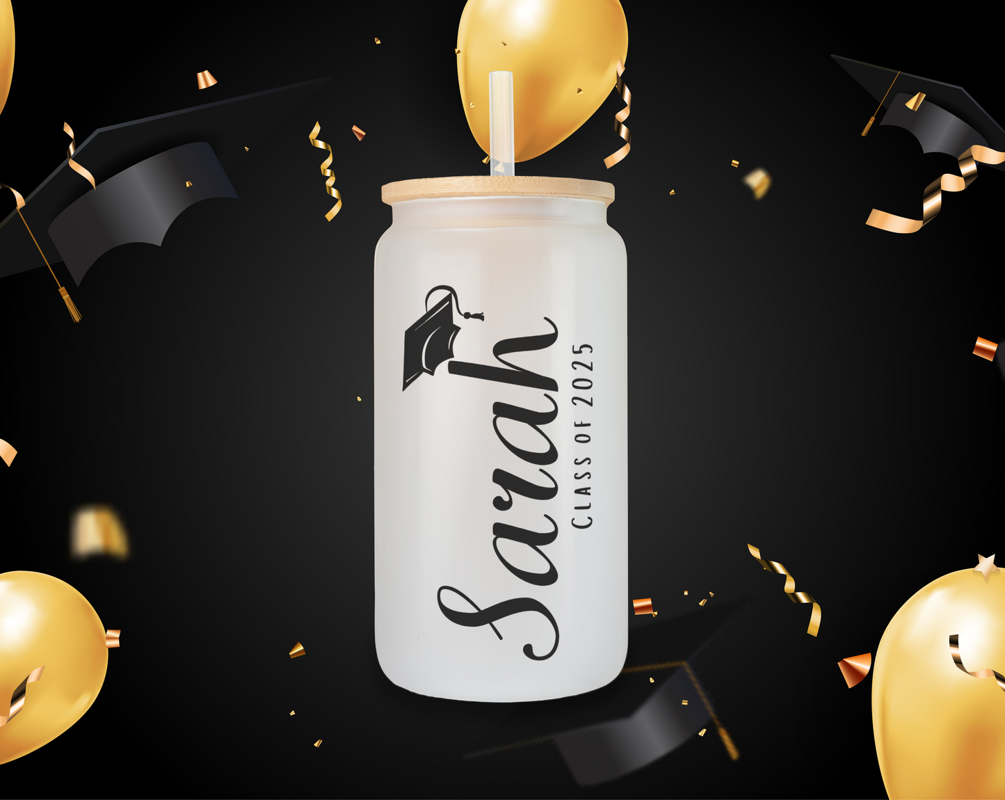 šPersonalized Graduation 16oz Glass Cup ā Clear or Frosted š