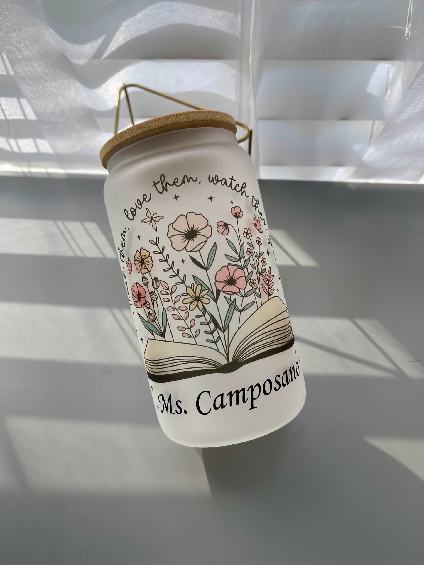 Personalized blooming flower book cup