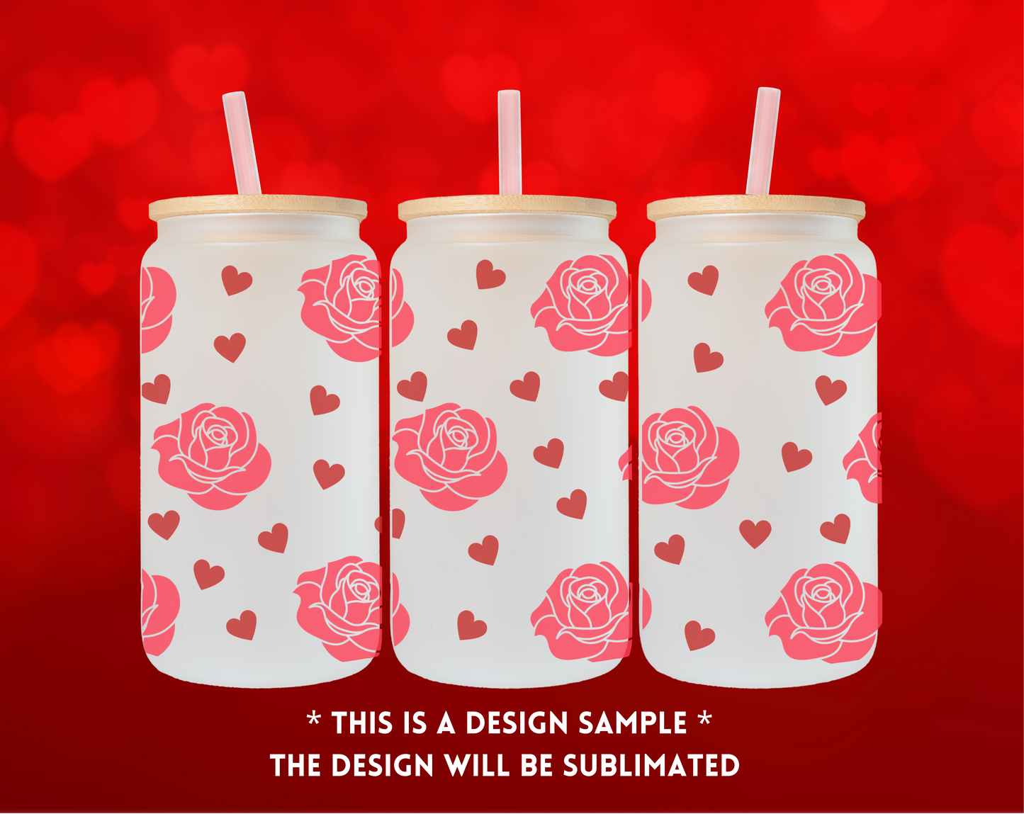 Floral valentines glass cup