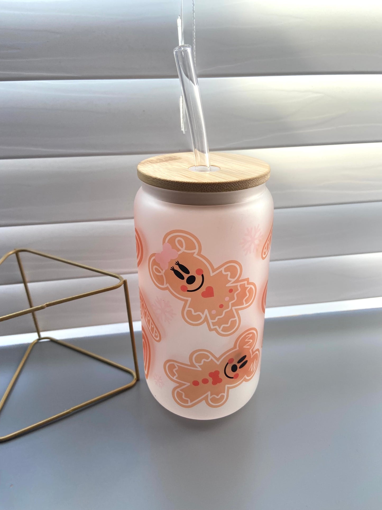 Christmas Gingerbread mouse glass cup