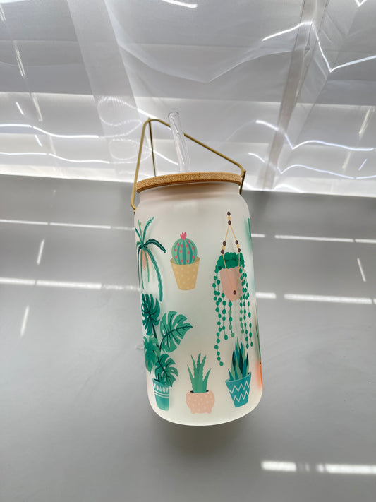Plant 16oz glass cup