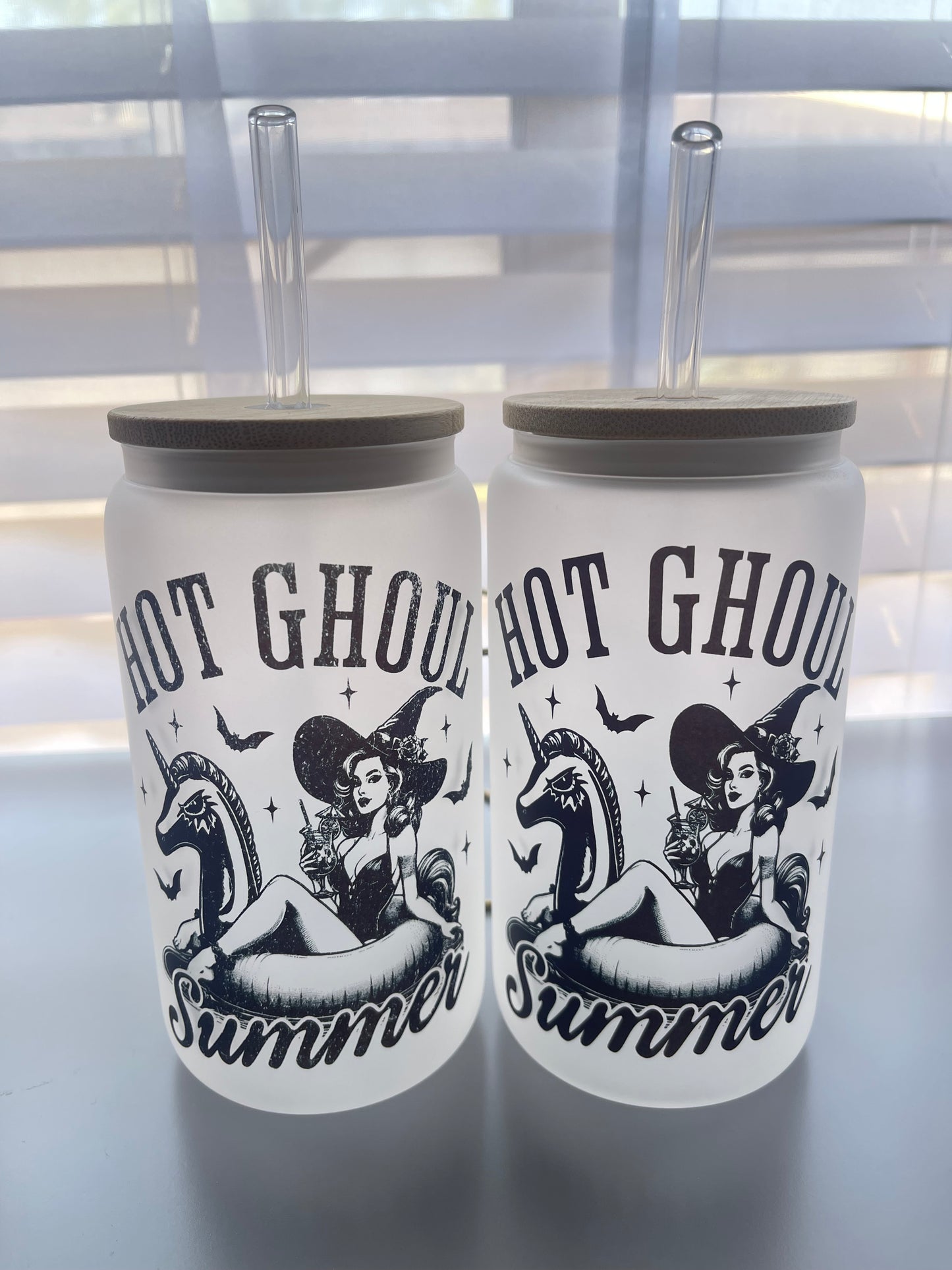 Hot ghouls summer 16oz glass cup