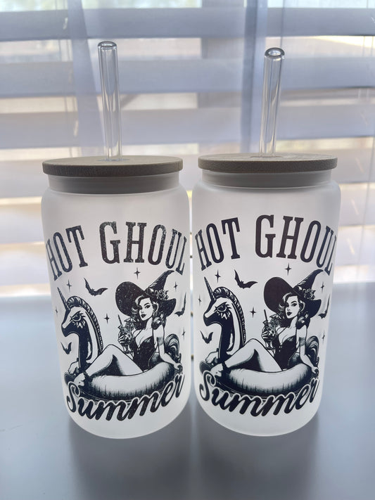 Hot ghouls summer 16oz glass cup
