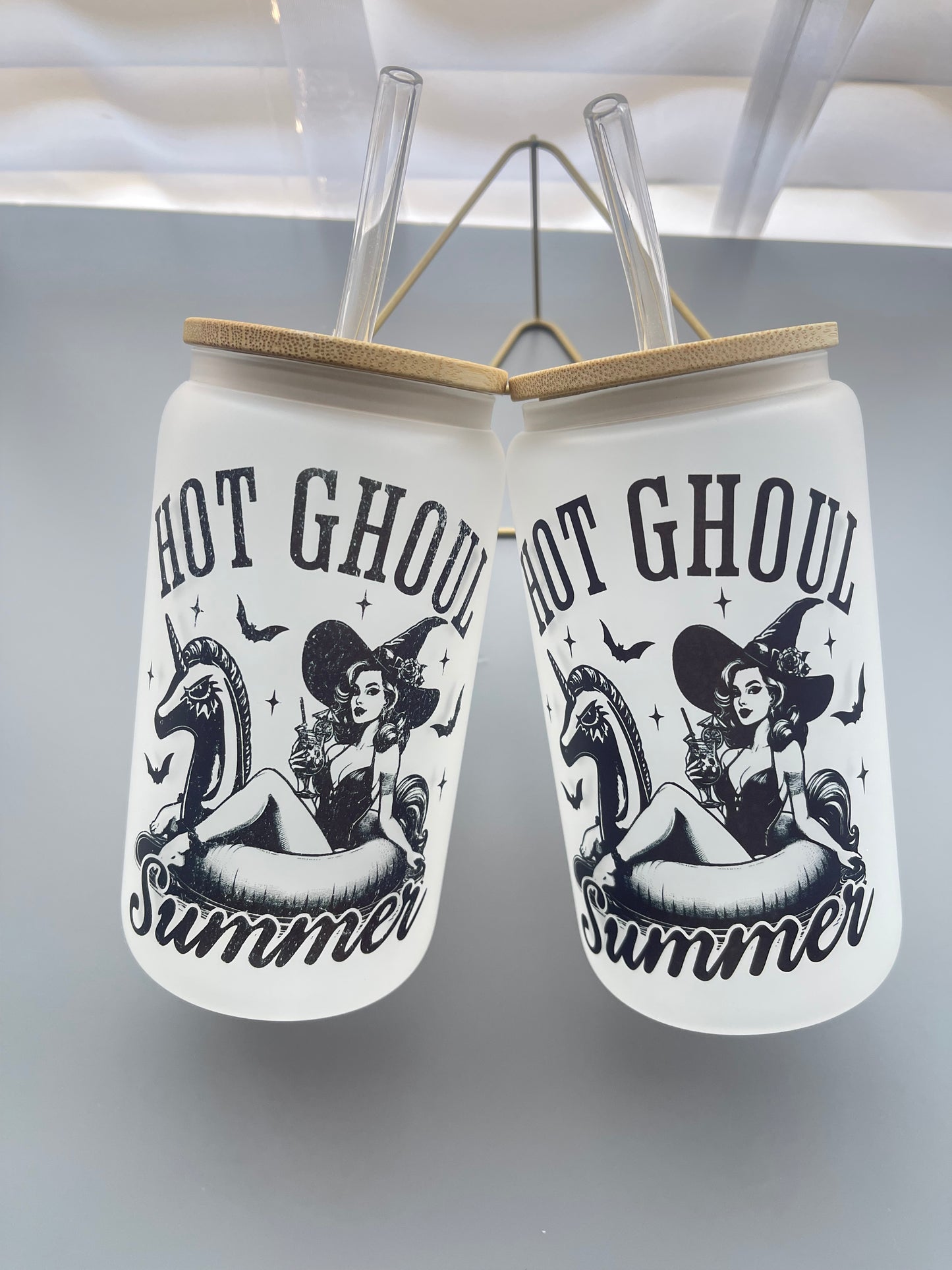 Hot ghouls summer 16oz glass cup