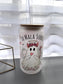 Tu mala suerte ghoul glass can with bamboo lid & straw