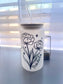 Personalized Birth month flower frosted glass cup
