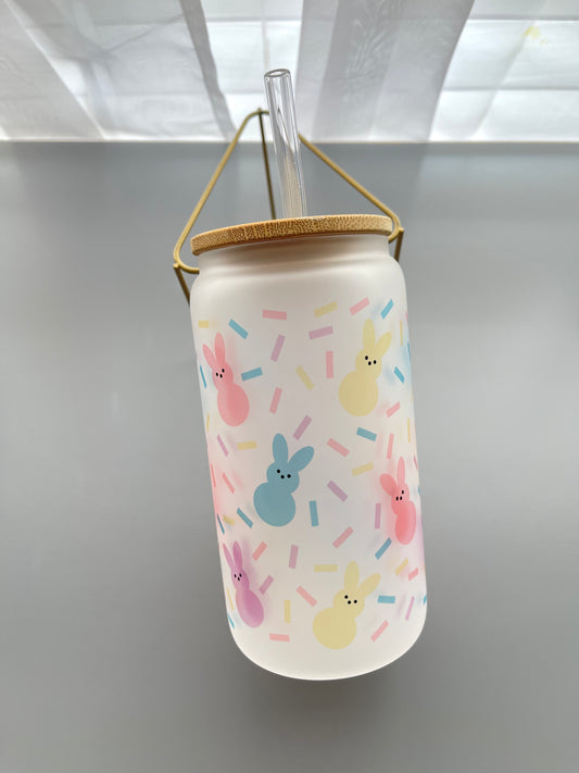 Easter sprinkle peeps glass cup