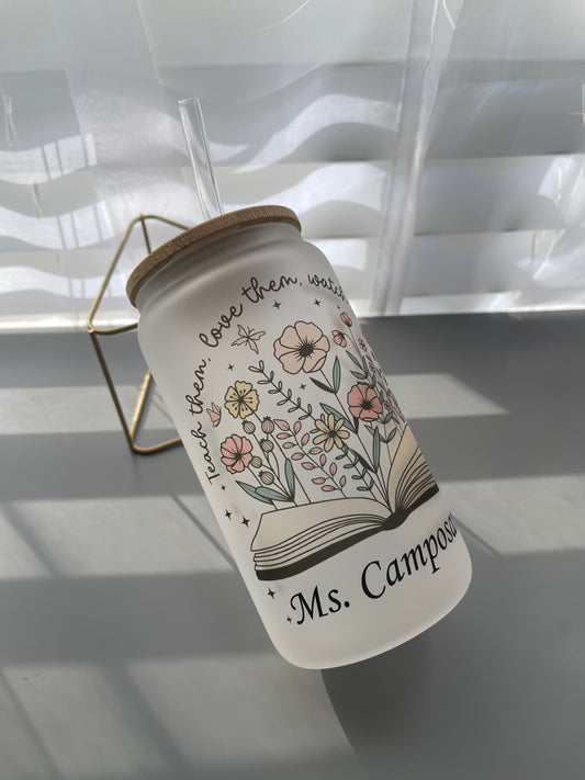 Personalized blooming flower book cup