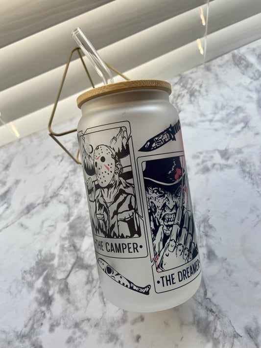 killer glass can with bamboo lid & straw 16oz