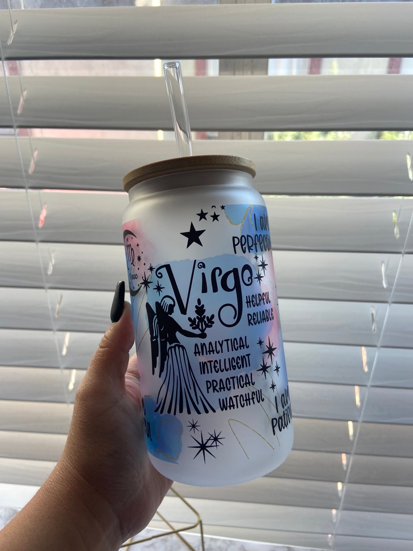 Zodiac affirmation glass can