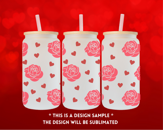 Floral valentines glass cup