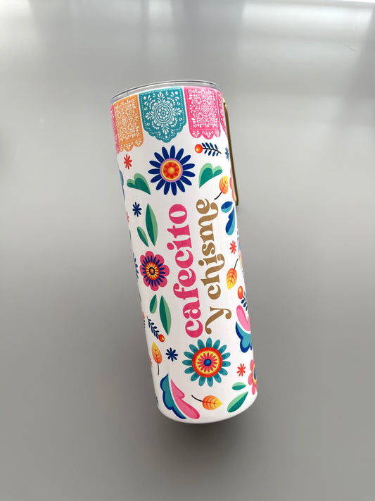 Cafecito y chisme 20oz tumbler fiesta