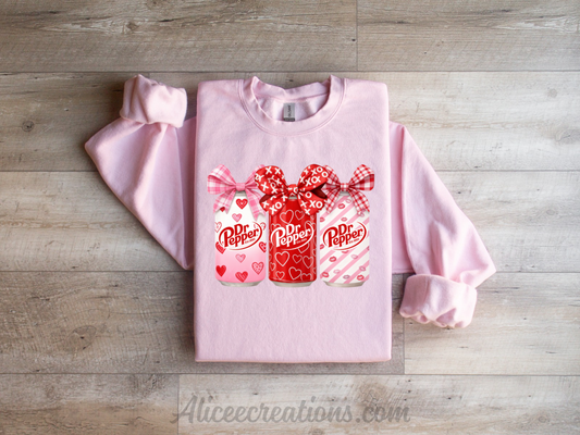 Dr Pepper Valentines Sweatshirt, Cute Holiday Crewneck, Soda Lover sweater, Gift For Her, XOXO Graphic Tee
