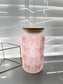 Pink bow coquette glass cup 16oz