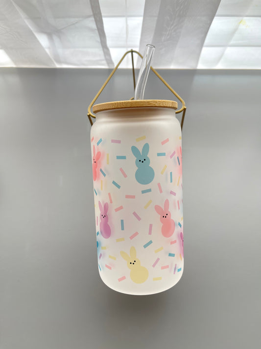 Easter sprinkle peeps glass cup