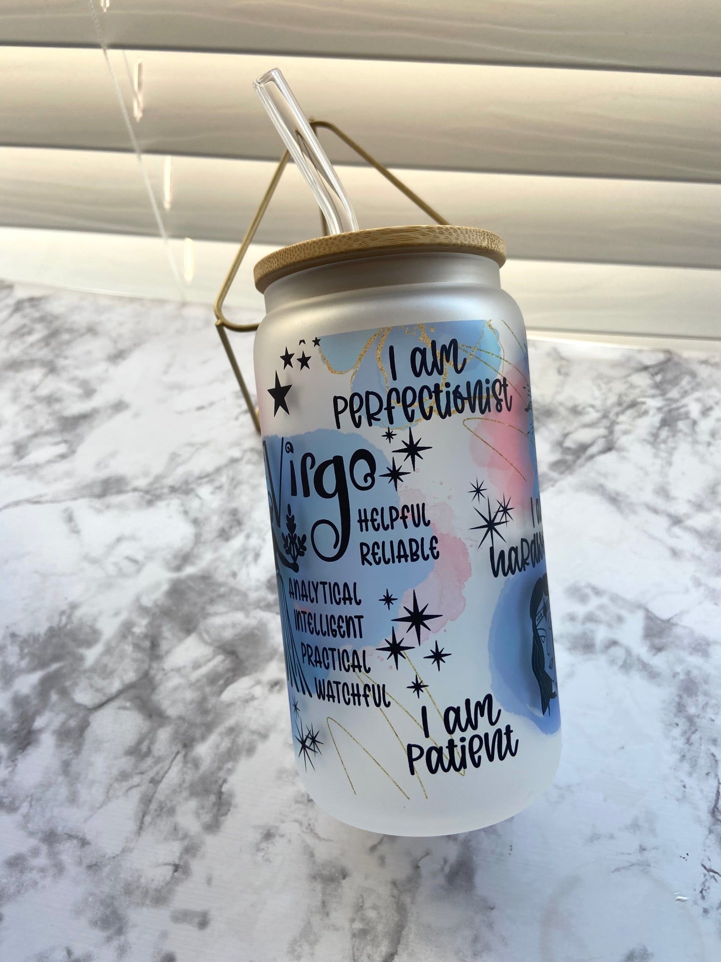 Zodiac affirmation glass can