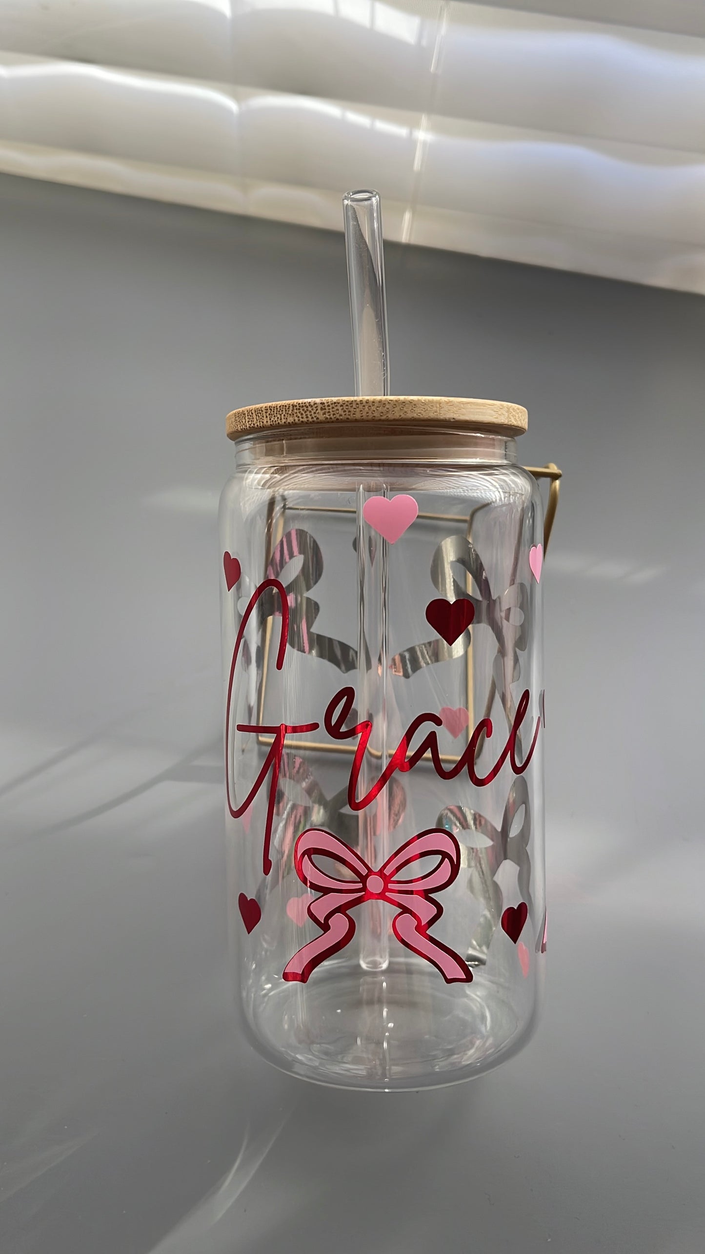 Personalized Galentine’s Glass Tumbler – 16oz