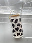 Cow print 16oz glass cup