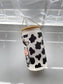 Cow print 16oz glass cup