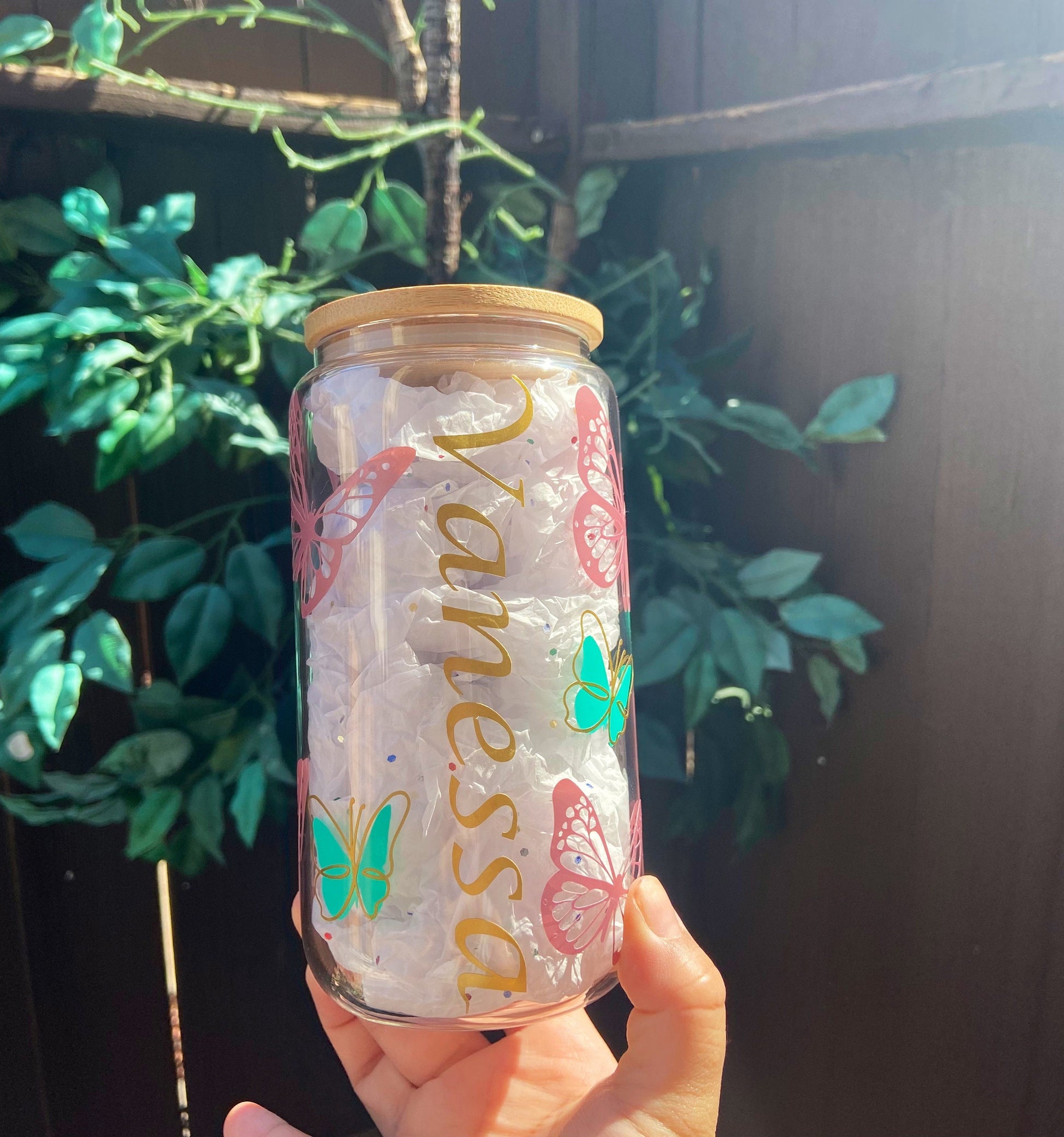 Custom Beer Can Glass | Butterfly Glass Can | Alicee Creations