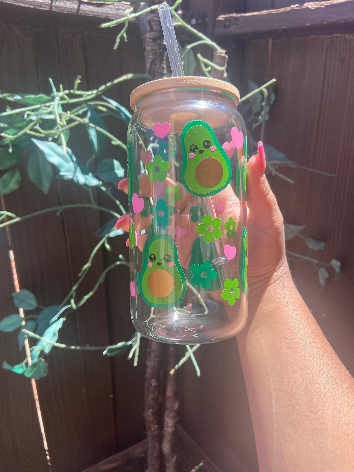 Glass Can Cup With Lid | Cute Avocado Can Glass | Alicee Creations